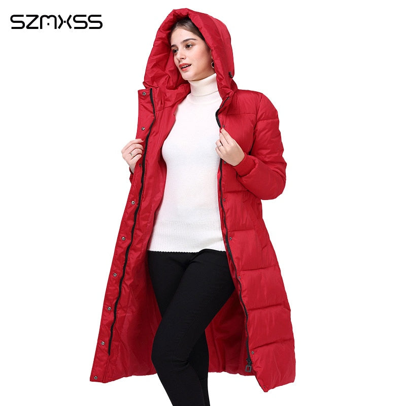 2018 new winter parka women fashion trend Slim cotton coat and long hooded solid color warm cotton clothing long sleeve mujer