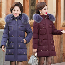 Load image into Gallery viewer, Middle-aged and Elderly Women&#39;s Clothing, Winter Women&#39;s Mid-length Cotton Women, Cotton Padded Jackets
