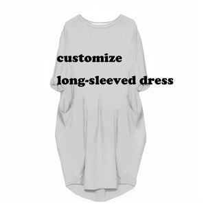 Custom 3D Printing long-sleeved dress DIY Women Summer Fashion Casual Clothing Ladies Dresses Quality quality Drop shipping