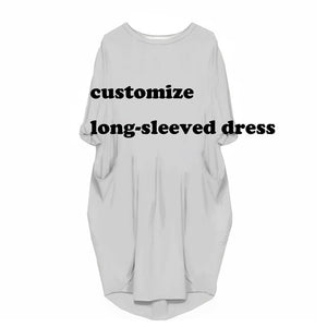 Custom 3D Printing long-sleeved dress DIY Women Summer Fashion Casual Clothing Ladies Dresses Quality quality Drop shipping