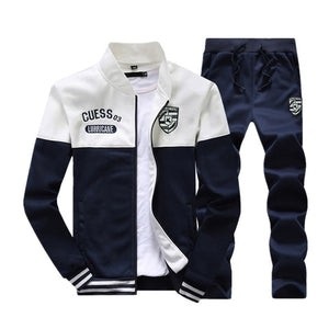 Fashion Men Sets 2019 Autumn Winter Sporting Suit Sweatshirt +Sweatpants Mens Clothing 2 Pieces Sets Slim Tracksuit Asian Size