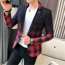 Load image into Gallery viewer, Men Blazer Homme Casual Suit Coat Slim Fit British Plaid Blazer for Men Designer Jacket Prom Dresses 2020 Spring Man Clothing
